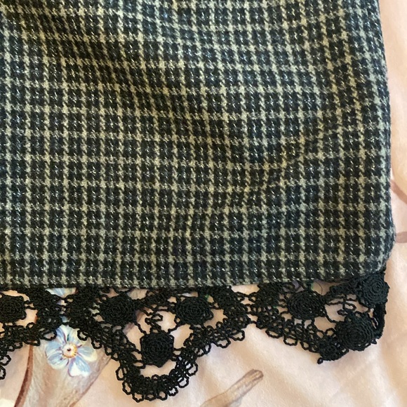 Topshop Plaid Wool & Lace Hem Mini Skirt Size US 4 - Picture 3 of 4